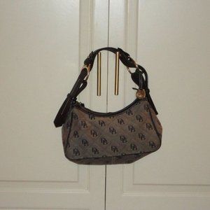 Dooney & Bourke Small Black Canvas & Leather Shoulder Logo Purse